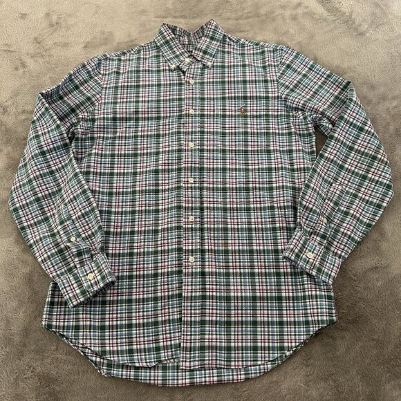 Ralph Lauren Green Plaid Button Down Long Sleeve Shirt MEDIUM Color Pony - Picture 1 of 6